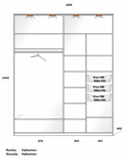Lakeus Design Oy LAKEUS DESIGN Liukuovikaappi Mittatilauksena 180 X 60 X 245 Cm 9 Lakeus Design Oy LAKEUS DESIGN Liukuovikaappi Mittatilauksena 180 X 60 X 245 Cm -Huonekalu kauppa 445489 Lakeus komero 1 sisusta