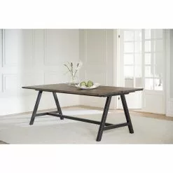 Rowico AB CARRADALE Ruokapöytä 220 X 100 Cm Metallijaloilla -Huonekalu kauppa Carradale ruokapoyta savutammi musta 120341 miljoo