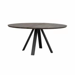 Rowico AB CARRADALE Ruokapöytä Pyöreä 150 Cm V-mallisilla Metallijaloilla -Huonekalu kauppa Carradale ruokapoyta pyorea savutammi musta 120323