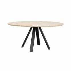 Rowico AB CARRADALE Ruokapöytä Pyöreä 150 Cm V-mallisilla Metallijaloilla -Huonekalu kauppa Carradale ruokapoyta pyorea valkotammi musta 120322