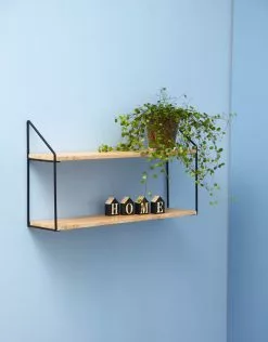 Schou Company A/S DAY Seinähylly 60 Cm 2-tasoinen -Huonekalu kauppa Day 2Dseinahylly 2D2os 5Flv 2Dmusta 5Fmilj