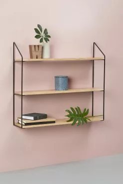 Schou Company A/S DAY Seinähylly 60 Cm 3-tasoinen -Huonekalu kauppa Day 2Dseinahylly 2D3os 5Flv 2Dmusta 5Fmilj