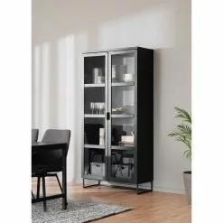 Rowico AB EVERETT Vitriini 95 Cm Korkea -Huonekalu kauppa Everett vitriini korkea musta miljoo