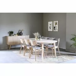 Rowico AB FILIPPA Ruokapöytä Ovaali Jatkettava 105 X 170 + 40 Cm -Huonekalu kauppa Filippa Kato ruokaryhma 1 6 valkotammi 1