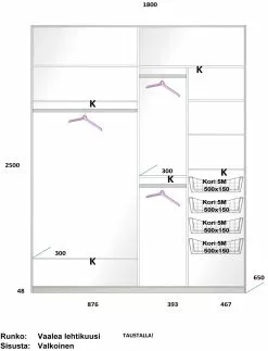 Lakeus Design Oy LAKEUS DESIGN Liukuovikaappi Mittatilauksena 180 X 65 X 250 Cm 9 Lakeus Design Oy LAKEUS DESIGN Liukuovikaappi Mittatilauksena 180 X 65 X 250 Cm -Huonekalu kauppa Lakeus komero 14 sisusta