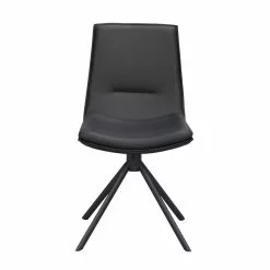 Rowico AB LOWELL Tuoli Pyörivä -Huonekalu kauppa Lowell tuoli musta nahka kaantyva 120253