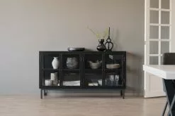 Rowico AB MARSHALLE Vitriinikaappi 160 Cm -Huonekalu kauppa Marshalle senkki musta milj 2