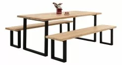 Vilbel Ou VENLA 6 Hengen Penkkiryhmä Lankkupöydällä Ja Suorilla Metallijaloilla