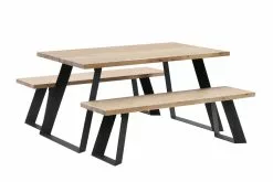 Vilbel Ou VENLA 4 Hengen Penkkiryhmä Lankkupöydällä Ja Vinoilla Metallijaloilla -Huonekalu kauppa Venla rr 150cm metallijaloilla antiikki musta 6e3cc42b a97c 4dca 9c3b f3dadf21a66a