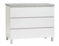 Leo-Matti Ojala Oy VIIVA Lipasto 92 Cm Matala -Huonekalu kauppa viiva lipasto levea 3ltk alumiinijalat harmaa